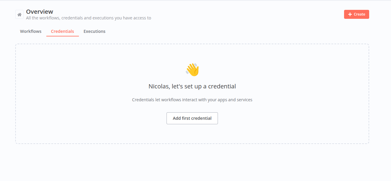 overview credentials sur n8n