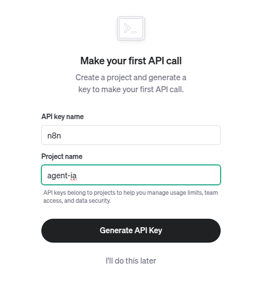 openai premier appel api avec clé api