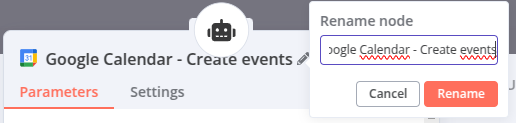 renommage tool google calendar sur n8n