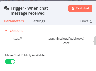 URL de chat sur n8n