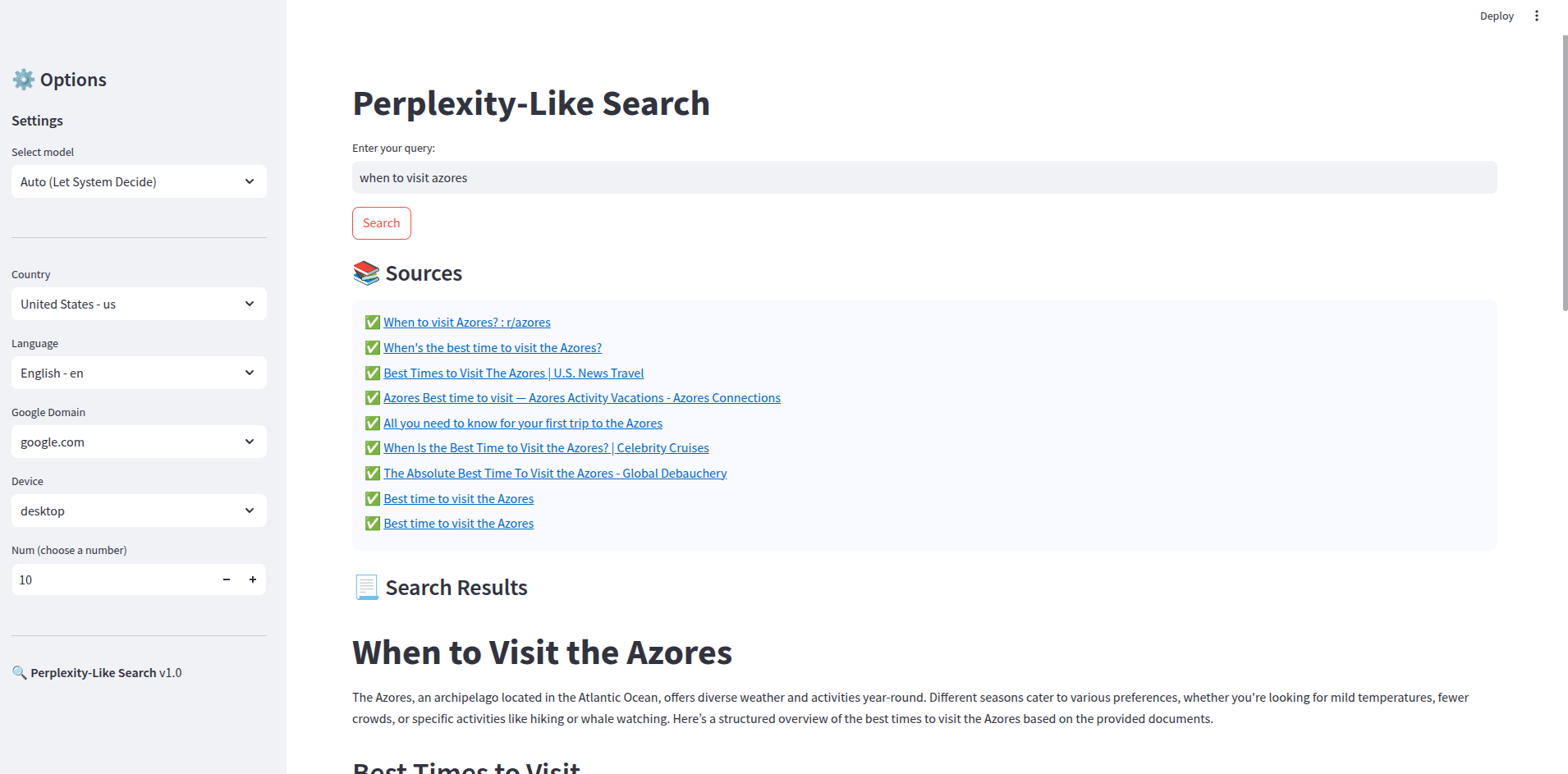 app perlplexity-like streamlit avec réponse